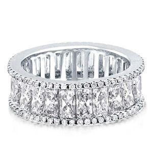 Eternity Radiant & Round Wedding Band  925 Sterling Silver